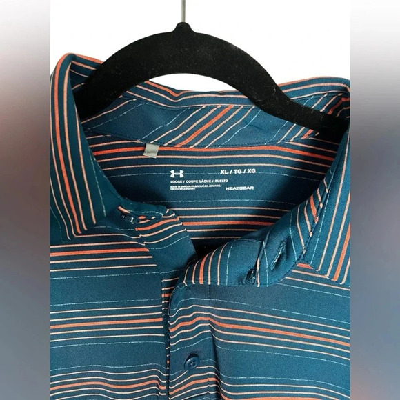 Men’s Under Armour Loose Heat Gear Blue & Orange Striped Size XL - Picture 3 of 4